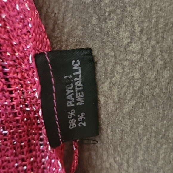 3/$30 VTG Fuscia Metallic Silver Long Skinny Fringe Disco Sash Scarf - Picture 2 of 6